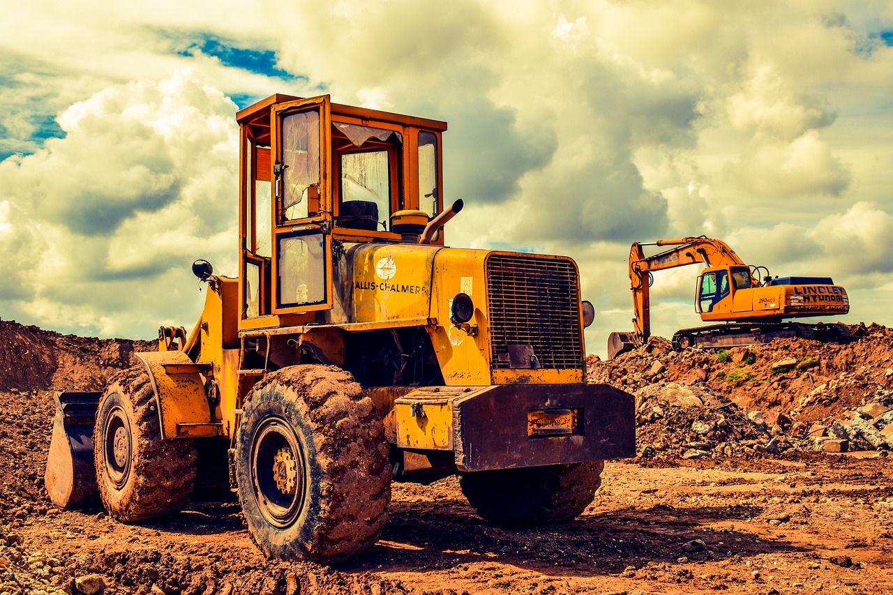 Road construction equipment on site