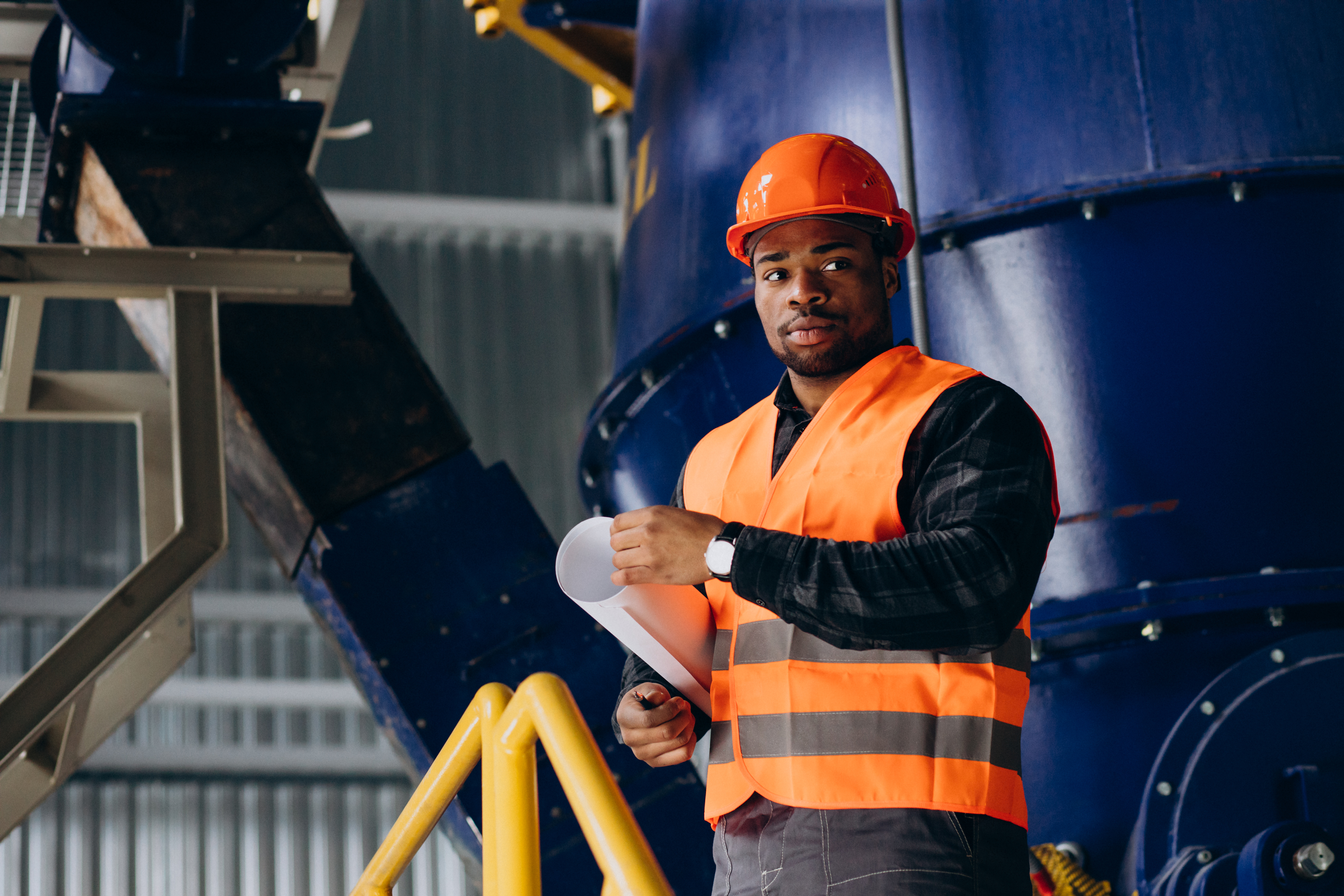 Astute site engineer in safety gear